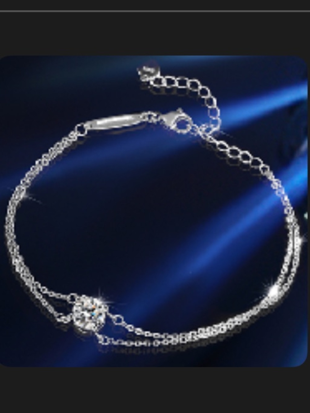 Moissanite Silver Double Chain bracelet.